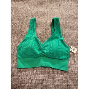 Aerie Green Cable Knit Bralette Small NWT